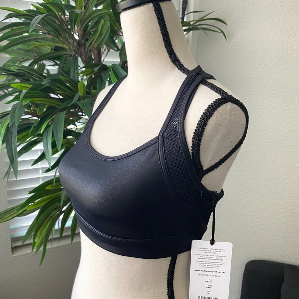 🔥NWT 90 Degree by Reflex Metallic Mesh Sports Bra